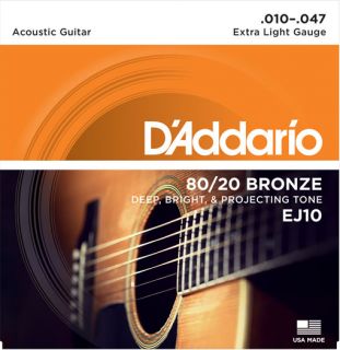 D'Addario EJ10 .010 akusztikus gitár húrszett